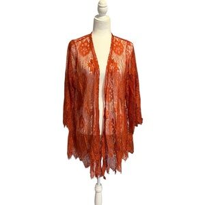 Paper + Tee | Openwork Crochet Kimono | Swim Cover Up | Size 1x NWOT